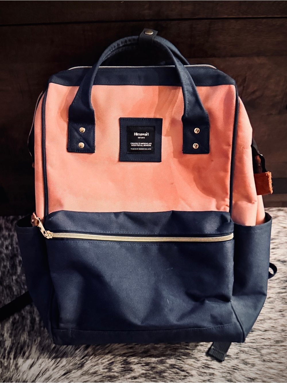 Light pink & Navy Women’s Backpack Tote